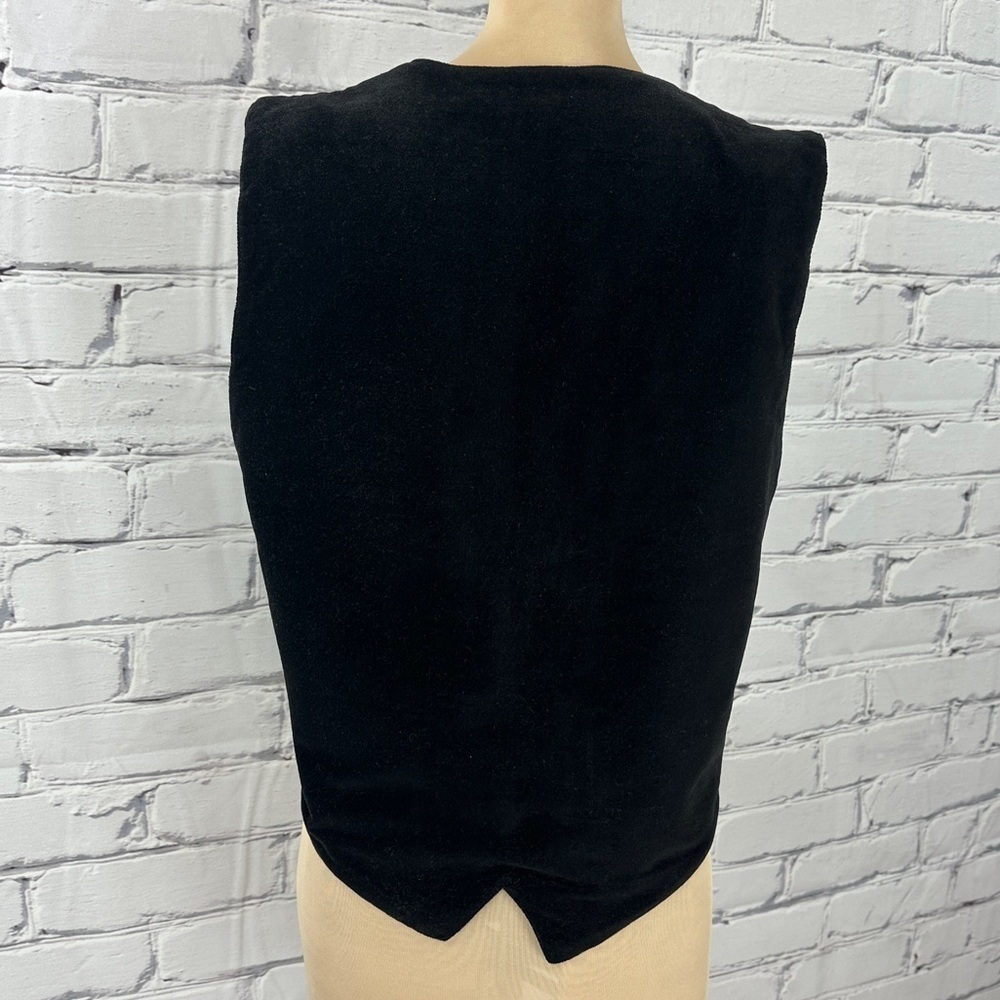 Vtg Chrysantheme Embroidered Velvet Vest Small Black Floral Boho 90s Grandmacore - Picture 4 of 10